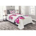 thumbnail image 1 of Ambesonne Watercolor Quilted Bedspread Set 2 Pcs, Butterflies Spring Time, Twin Size, Pale Blue Black Pink, 1 of 3