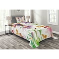 thumbnail image 1 of Ambesonne Watercolor Quilted Bedspread Set 2 Pcs, Flower Butterfly Bug, Twin Size, Multicolor, 1 of 3