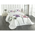 thumbnail image 1 of Ambesonne Watercolor Quilted Bedspread Set 3 Pcs, Flourishing Environment, Queen Size, Cream Violet Dried Rose, 1 of 5
