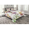 thumbnail image 1 of Ambesonne Watercolor Quilted Bedspread Set 3 Pcs, Flower Butterfly Bug, King Size, Multicolor, 1 of 3