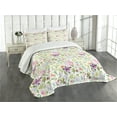thumbnail image 1 of Ambesonne Watercolor Quilted Bedspread Set 3 Pcs, Gentle Spring Floral, Queen Size, Multicolor, 1 of 5
