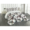 thumbnail image 1 of Ambesonne Watercolor Quilted Bedspread Set 3 Pcs, Lilly with Birds, Queen Size, Multicolor, 1 of 5