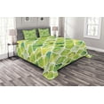 thumbnail image 1 of Ambesonne Watercolor Quilted Bedspread Set 3 Pcs, Moroccan Trellis, King Size, Lime Green Yellow White, 1 of 3