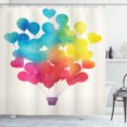 thumbnail image 1 of Ambesonne Watercolor Shower Curtain, Air Balloon Heart, 69"Wx70"L, Sky Blue Yellow Pink Red, 1 of 3