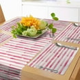 thumbnail image 1 of Ambesonne Watercolor Table Runner & Placemats, Pinkish Colored Stripes, Placemat 4 pcs + Runner 12"x72", Pink White and Rose, 1 of 2