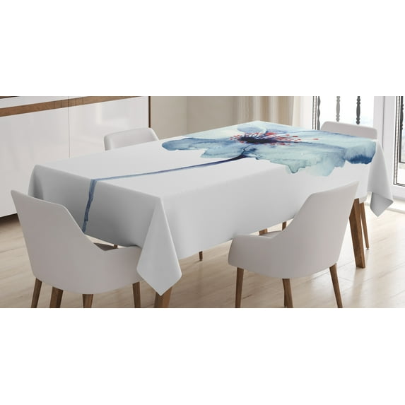 Ambesonne Watercolor Tablecloth Rectangular Table Cover, Spring Flora, 60"x90", Pale Blue