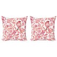 thumbnail image 1 of Ambesonne Watercolor Throw Pillow Cover 2 Pack, Bird on Branch, 20", Coral Dried Rose White, 1 of 2