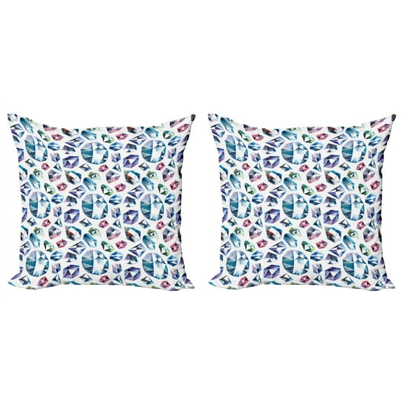 Ambesonne Watercolor Throw Pillow Cover 2 Pack, Diamond Gems Bridal, 16", Multicolor