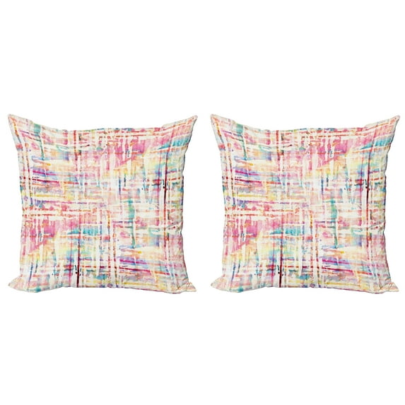 Ambesonne Watercolor Throw Pillow Cover 2 Pack, Scattered Colors Art, 18", Multicolor