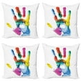 thumbnail image 1 of Ambesonne Watercolor Throw Pillow Cover 4 Pack, Colored Human Hand, 20", Multicolor, 1 of 7