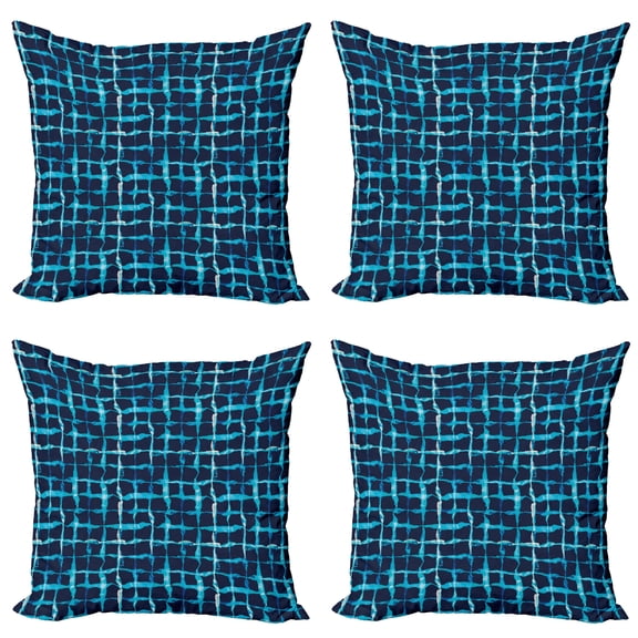 Ambesonne Watercolor Throw Pillow Cover 4 Pack, Pool Inspired Design, 16", Navy Blue Sky Blue
