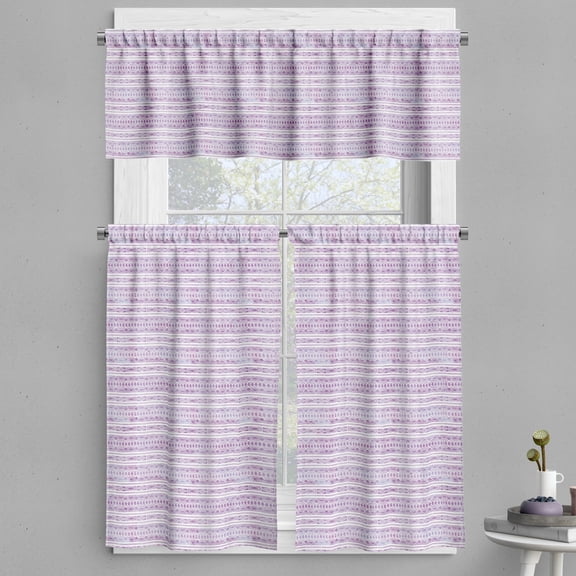 Ambesonne Watercolor Valance & Curtain, Triangles, 55"x36", Violet Lilac White