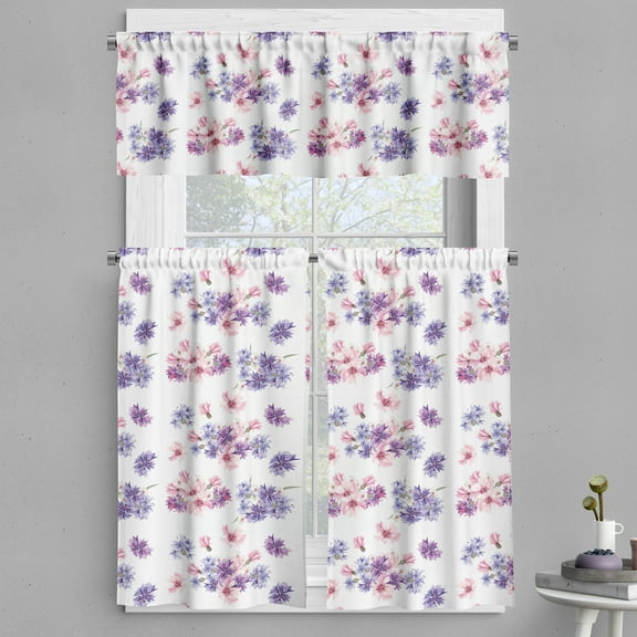 Ambesonne Watercolor Valance & Curtain, Wedding Flowers, 55"x24", Lilac Lavender Pink