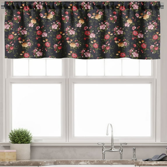 Ambesonne Watercolor Valance Pack of 2, Vintage Rose Garden, 54"X12", Multicolor