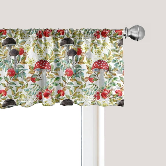 Ambesonne Watercolor Window Valance, Dogrose and Amantia, 42" x 12", Multicolor