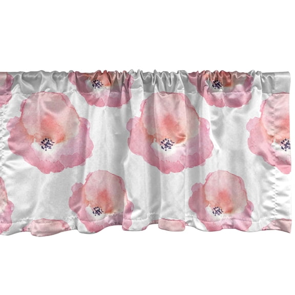 Ambesonne Watercolor Window Valance, Flower Watercolor Blots, 42" x 12", Pink Coral