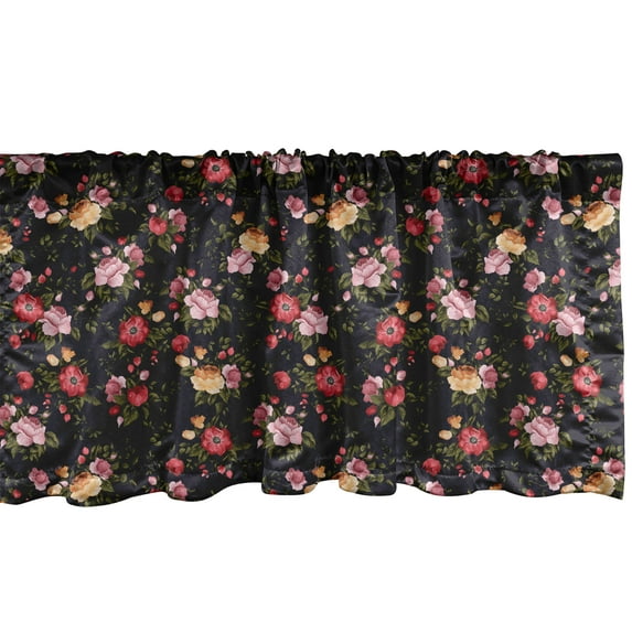 Ambesonne Watercolor Window Valance, Vintage Rose Garden, 42" x 12", Multicolor