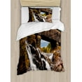 thumbnail image 1 of Ambesonne Waterfall Duvet Cover Set, Rustic Oak Bridge, Twin, Brown, 1 of 3