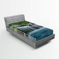 thumbnail image 1 of Ambesonne Waterfall Fitted Sheet, Majestic Paradise, Twin XL Size, Blue Green, 1 of 2