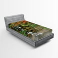 thumbnail image 1 of Ambesonne Waterfall Fitted Sheet, Nature Foggy Morning, Twin XL Size, Orange Brown, 1 of 3