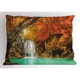 thumbnail image 1 of Ambesonne Waterfall Pillow Sham, Autumn Nature Forest, 26" X 20", Orange Blue, 1 of 2