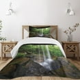 thumbnail image 1 of Ambesonne Waterfall Quilted Bedspread Set 2 Pcs, Northern Alabama, Twin Size, Green Brown, 1 of 5
