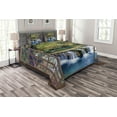 thumbnail image 1 of Ambesonne Waterfall Quilted Bedspread Set 3 Pcs, Deep down in Forest, Queen Size, Multicolor, 1 of 3