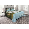 thumbnail image 1 of Ambesonne Waterfall Quilted Bedspread Set 3 Pcs, Lake and Swans Nature, Queen Size, Blue Green White, 1 of 3
