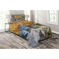 thumbnail image 1 of Ambesonne Waterfall Quilted Coverlet 2 Pcs, Historic Mill Autumn, Twin Size, Yellow Brown, 1 of 2