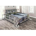 thumbnail image 1 of Ambesonne Waterfall Quilted Coverlet 3 Pcs, National Park River, King Size, Brown Green, 1 of 2