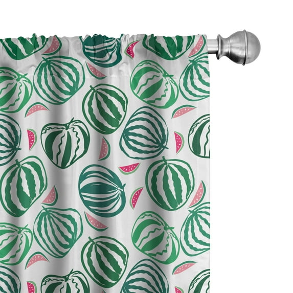 Ambesonne Watermelon Curtains, Simplistic Fruits Art, Pair of 28"x84", Jade Green Hot Pink
