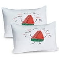 thumbnail image 1 of Ambesonne Watermelon Pillow Sham 2 Pack, Happy Slice Summer Print, 36"x20", Coral Forest Green, 1 of 3