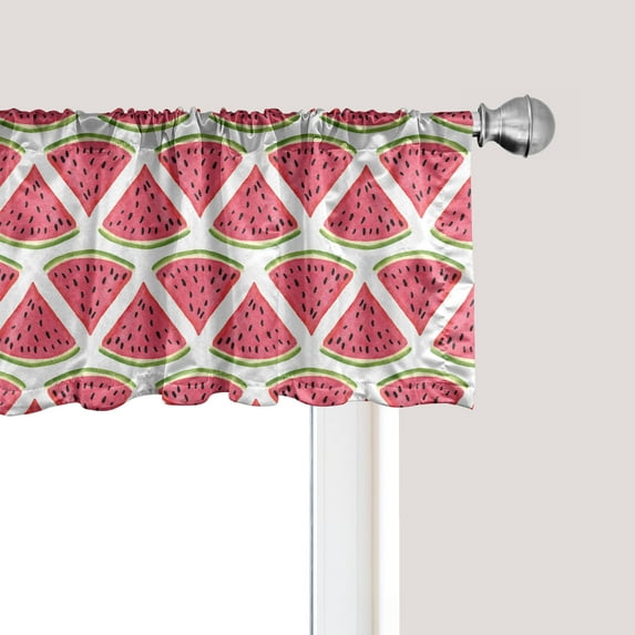 Ambesonne Watermelon Window Valance, Exotic Summer Fruits, 54" X 12", Coral Green