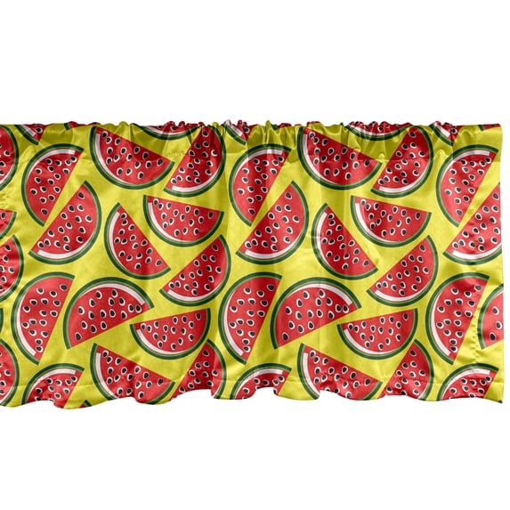 Ambesonne Watermelon Window Valance, Tasty Summer Cartoon, 54" X 18", Multicolor