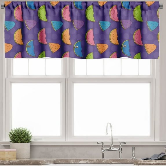 Ambesonne Watermelon Window Valance, Vibrant Slices on Rounds, 54" X 12", Quartz and Multicolor