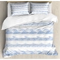 thumbnail image 1 of Ambesonne Wave Duvet Cover Sets, Abstract Sea Ocean Pattern, 2-Queen, Azure Blue White, 1 of 6