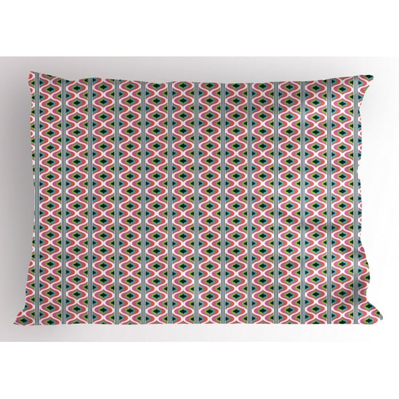 Ambesonne Wave Pillow Sham, Retro Look Abstract Motif Art, 26" X 20", Multicolor
