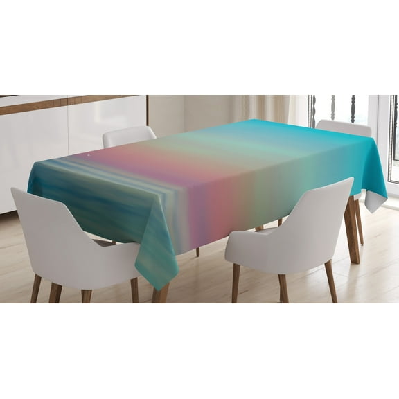 Ambesonne Wave Tablecloth Rectangular Table Cover, Ombre Calm Sea Tides Art, 52"x70", Multicolor