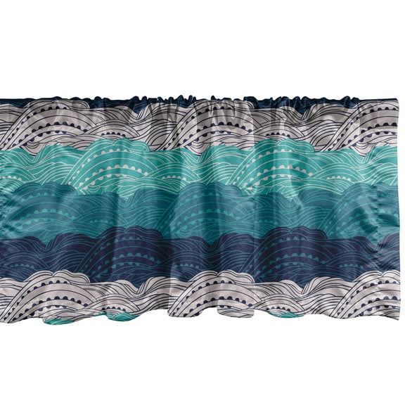 Ambesonne Wave Window Valance, Ornamental Waves in Blue Tones, 54" X 18", Multicolor