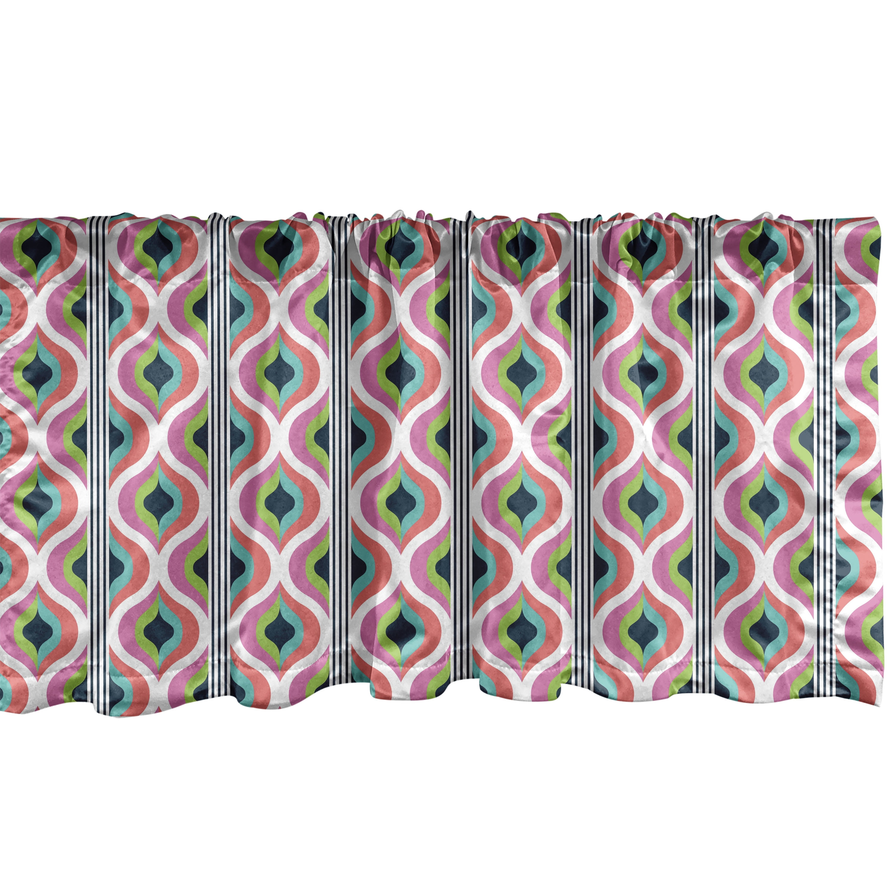 Multicolor Valance Ambesonne Wave Window Valance, Retro Look Abstract Motif Art, 54