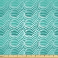 thumbnail image 1 of Ambesonne Waves Fabric by the Yard Upholstery, Ocean Curves Stripes Sea Art, 5 Yards, Turquoise and White, 1 of 1