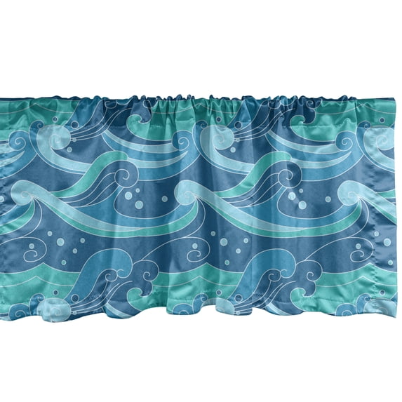 Ambesonne Waves Valance Pack of 2, Oceanic Splashes Blots Marine, 42"X12", Turquoise Sea Blue