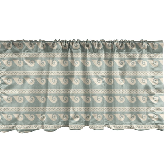 Ambesonne Waves Window Valance, Greek Design Graphic Motifs, 54" X 12", Dark Sea Green Champagne