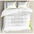 thumbnail image 1 of Ambesonne Wedding Duvet Cover Sets, Roses and Leaves, 2-Queen, Yellow and Green, 1 of 3