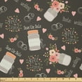 thumbnail image 1 of Ambesonne Wedding Fabric by the Yard Microfiber, Save the Date Themed Motif, 5 Yards, Dark Taupe Salmon Coral, 1 of 1