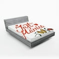 thumbnail image 1 of Ambesonne Wedding Fitted Sheet, Just Married Rose Rings, Queen Size, Fern Green White Red, 1 of 2