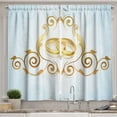 thumbnail image 1 of Ambesonne Wedding Kitchen Curtains, Vintage Classic Rings, 55"x39", Pale Blue Caramel Yellow, 1 of 2