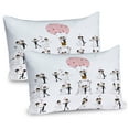 thumbnail image 1 of Ambesonne Wedding Pillow Sham 2 Pack, Bride Groom Cartoon, 26"x20", White Black Pink, 1 of 3