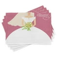 thumbnail image 1 of Ambesonne Wedding Place Mats Set of 4, Bride in White Dress, Standard Size, Dark Coral and White, 1 of 6