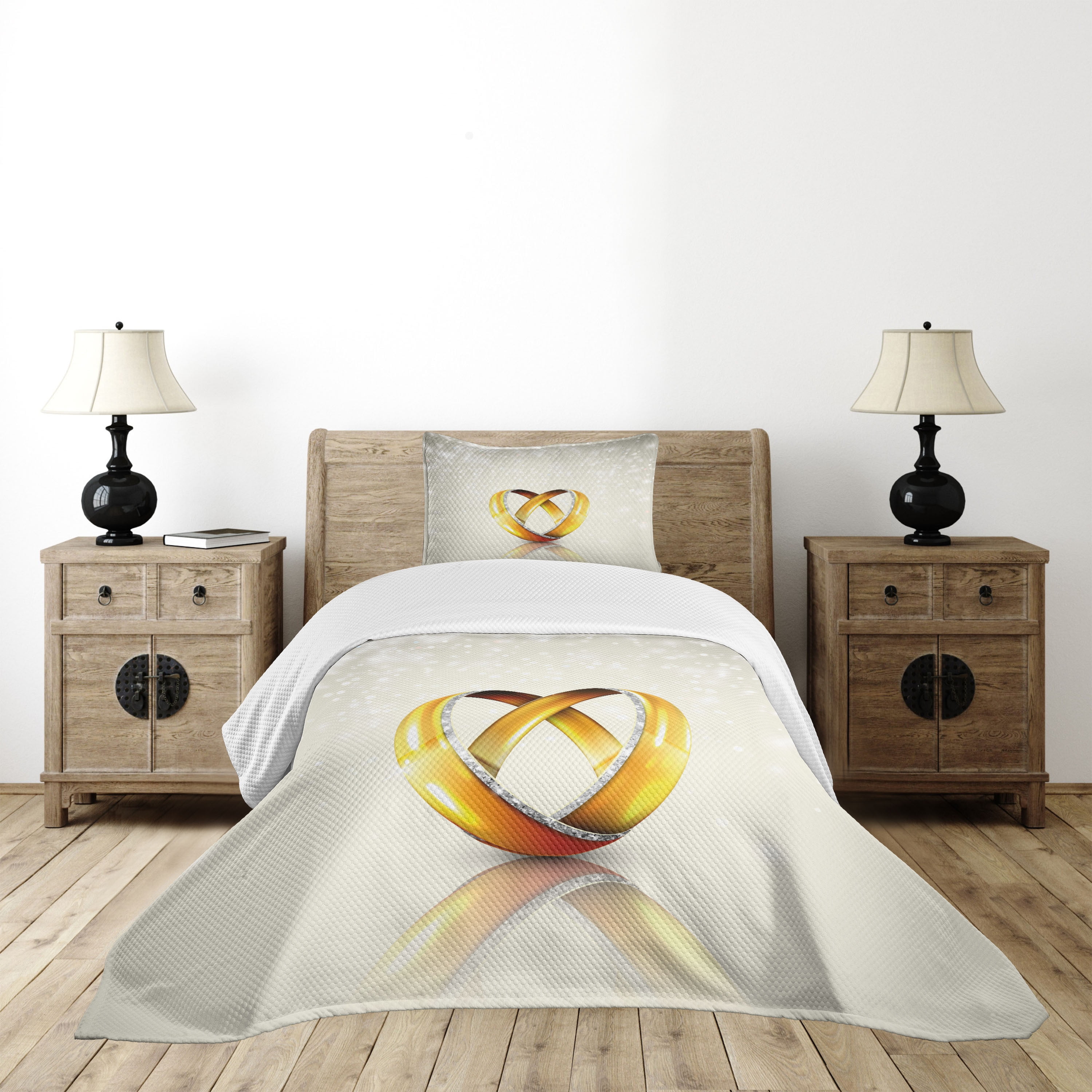 Twin White Polyester Kids Unisex Bedspread Set
